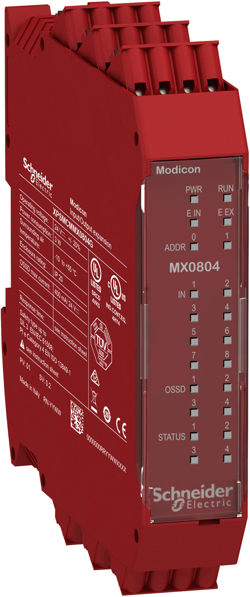 Schneider Electric XPSMCMMX0804G Preventa Safe Mixed I/O Expansion Module, 8 in / 4 Out, Spring Terminals