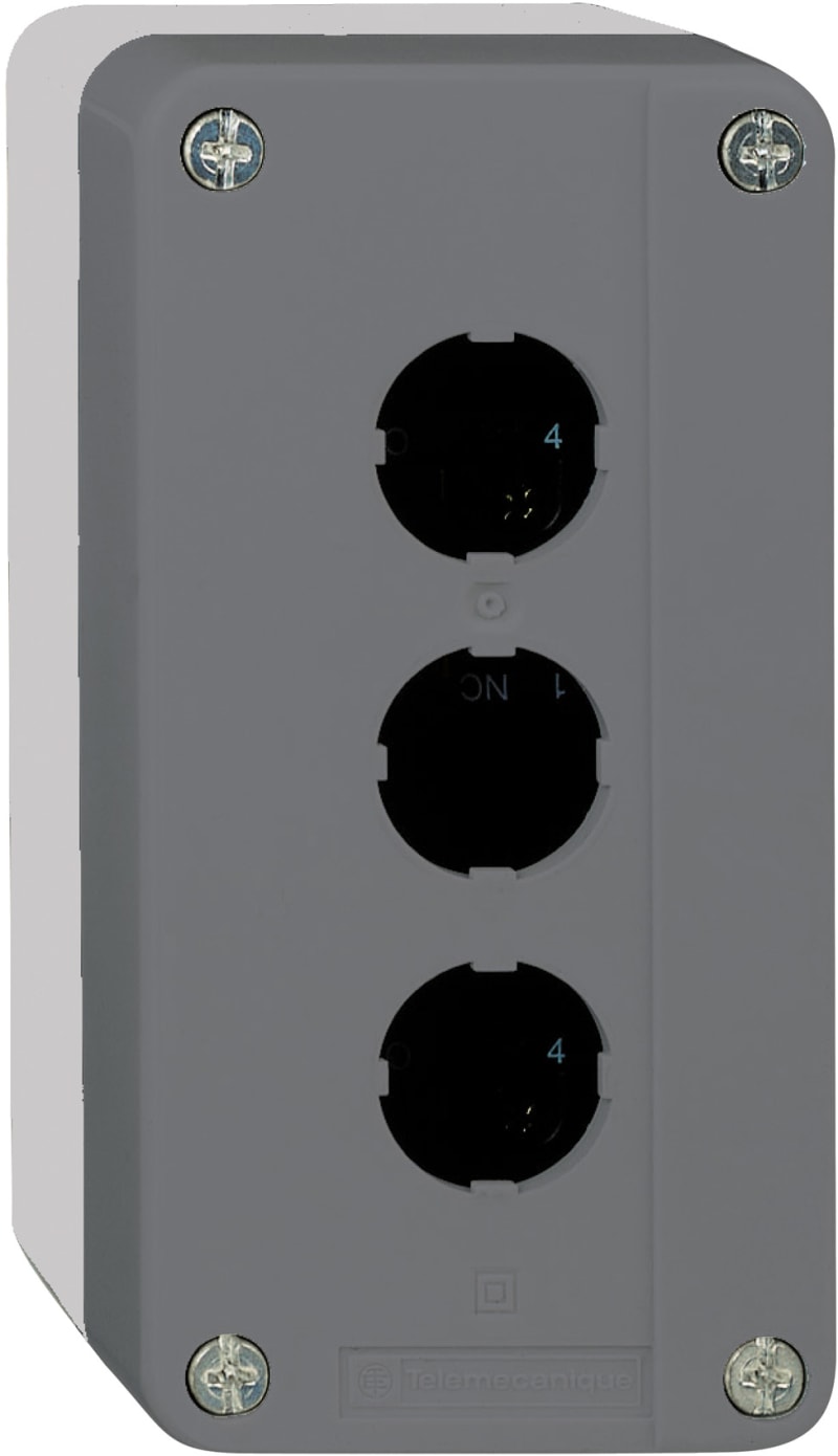 Schneider Electric Harmony XALD, XALK, Empty control station, plastic, dark grey lid, light grey base, 3 cut-out, UL/CSA certified XALD03H7