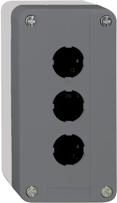 Schneider Electric Harmony XALD, XALK, Empty control station, plastic, dark grey lid, light grey base, 3 cut-out, UL/CSA certified XALD03H7