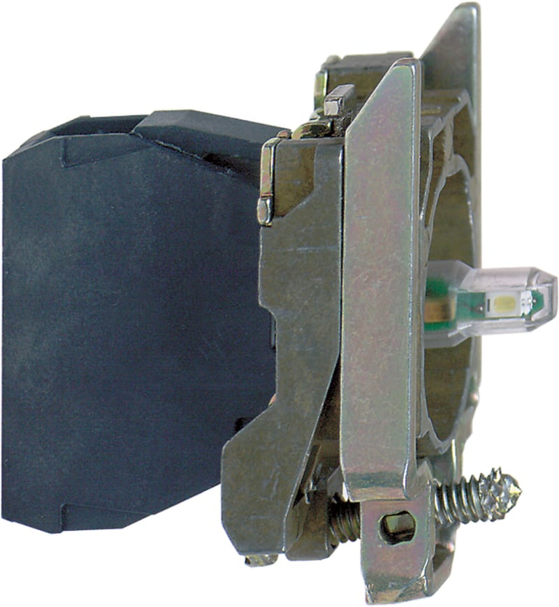 Schneider Electric Complete body/light block assembly, Harmony XB4, metal, universal LED, body/fixing collar, 24…120V AC DC ZB4BVBG1