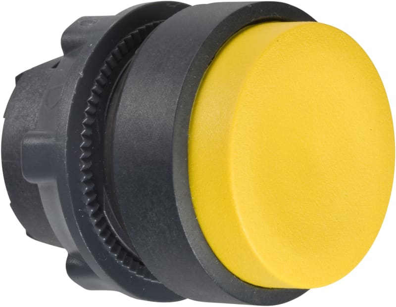 Schneider Electric ZB5AL5 Harmony XB5 Push-Button Head — Ø22 mm, Yellow, projecting, spring return, non-illuminated, plastic bezel