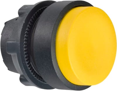 Schneider Electric ZB5AL5 Harmony XB5 Push-Button Head — Ø22 mm, Yellow, projecting, spring return, non-illuminated, plastic bezel