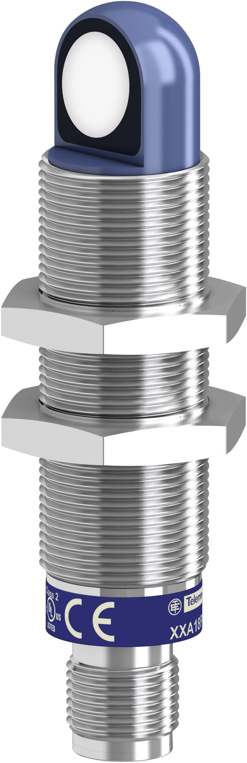 Telemecanique XXA18B1AM12 Ultrasonic Sensor, M18, Sn 1 m, 4–20 mA, right-angle head, M12 connector