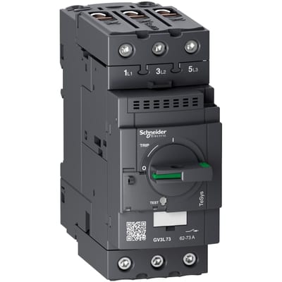 Schneider Electric Motor circuit breaker,TeSys Deca frame 3,3P,73A,magnetic,rotary handle,EverLink terminals GV3L73