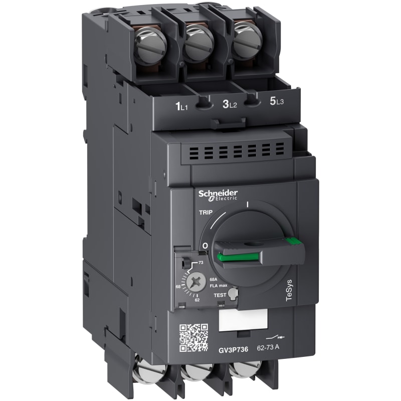 Schneider Electric TeSys GV3P thermal-magn motor circuit breaker 62-73A lugs terminals GV3P736