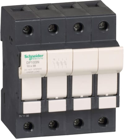 Schneider Electric Fuse carrier TeSys DF, 3P+N 32A, fuse size 10X38 mm DF103N