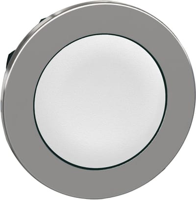 Schneider Electric Flush mounted push button head, Harmony XB4, metal, white, 30mm, spring return, unmarked ZB4FA1