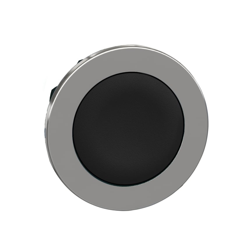 Schneider Electric Flush mounted push button head, Harmony XB4, metal, black, 30mm, spring return, unmarked ZB4FA2
