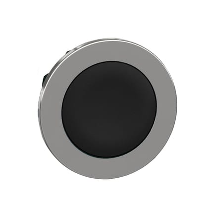 Schneider Electric Flush mounted push button head, Harmony XB4, metal, black, 30mm, spring return, unmarked ZB4FA2