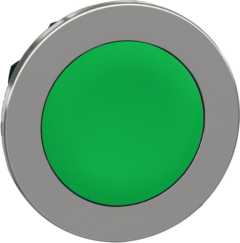 Schneider Electric Flush mounted push button head, Harmony XB4, metal, green, 30mm, spring return, unmarked ZB4FA3
