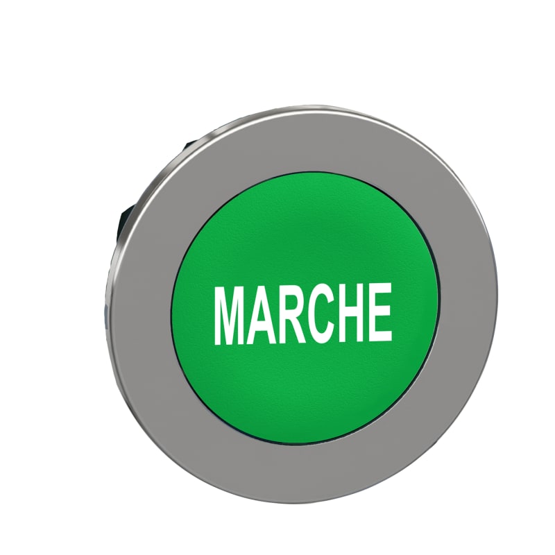 Push-button flush green with text (ZB4FA342)