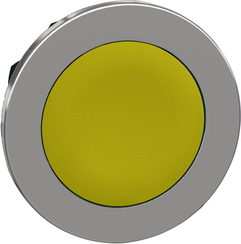 Schneider Electric Flush mounted push button head, Harmony XB4, metal, yellow, 30mm, spring return, unmarked ZB4FA5