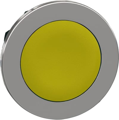 Schneider Electric Flush mounted push button head, Harmony XB4, metal, yellow, 30mm, spring return, unmarked ZB4FA5