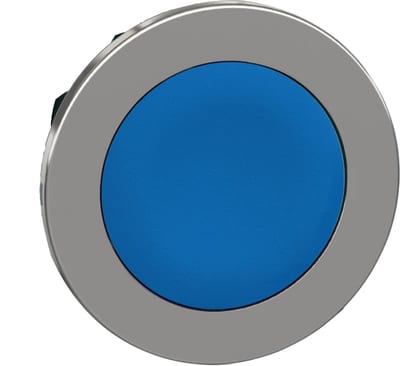 Schneider Electric Flush mounted push button head, Harmony XB4, metal, blue, 30mm, spring return, unmarked ZB4FA6