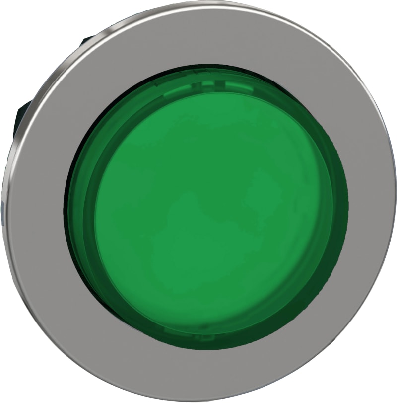 Illuminated push-button, flush, green, raised (ZB4FW133)