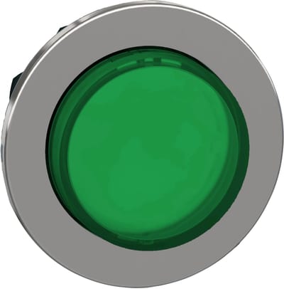 Illuminated push-button, flush, green, raised (ZB4FW133)