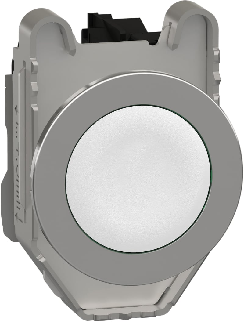 Schneider Electric Push button flush mounted, Harmony XB4, metal, white, 30mm, spring return, unmarked, 1NO XB4FA11
