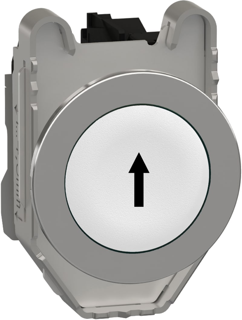 Schneider Electric Push button flush mounted, Harmony XB4, metal, whit,e 30mm, spring return, marked UP ARROW, 1NO XB4FA3341