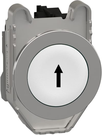 Schneider Electric Push button flush mounted, Harmony XB4, metal, whit,e 30mm, spring return, marked UP ARROW, 1NO XB4FA3341