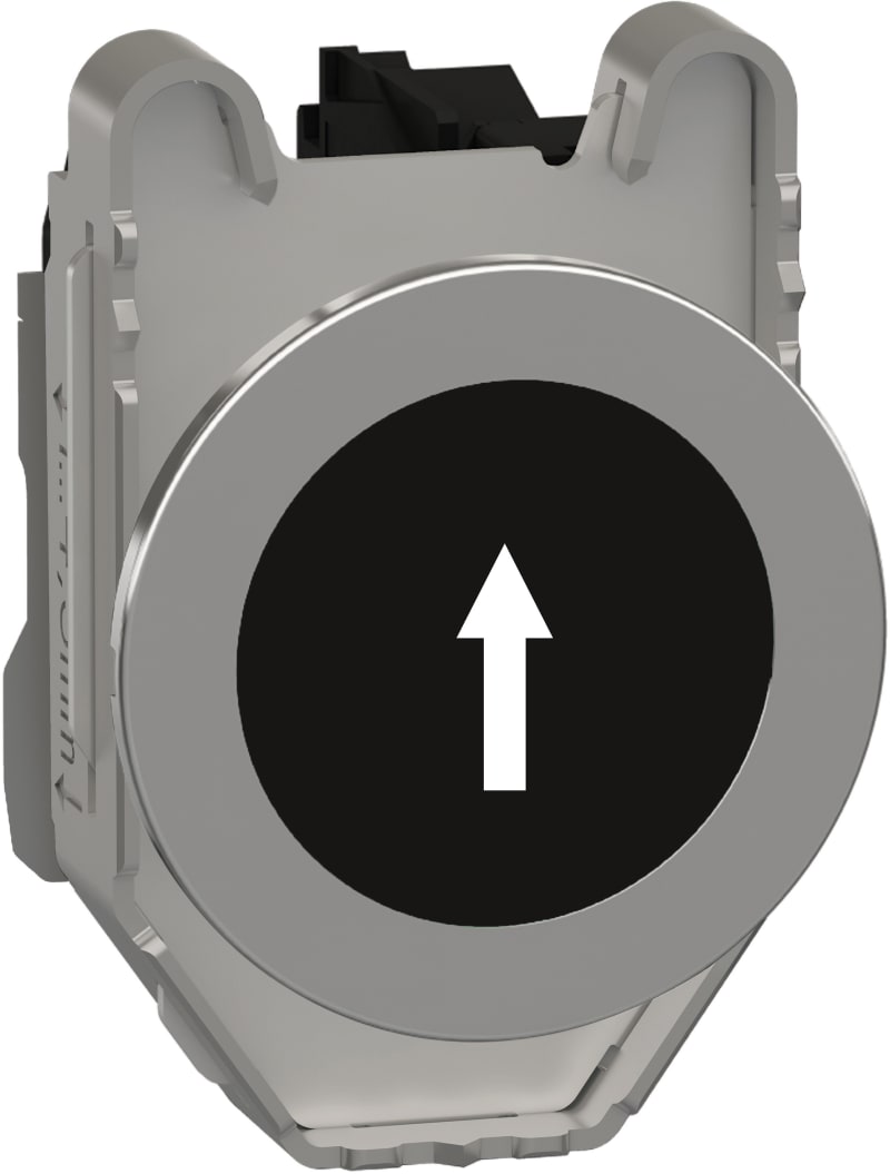 Schneider Electric Push button flush mounted, Harmony XB4, metal, black, 30mm, spring return, marked DOWN ARROW, 1NO XB4FA3351