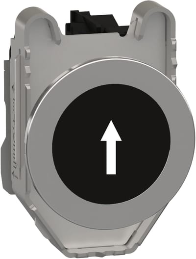 Schneider Electric Push button flush mounted, Harmony XB4, metal, black, 30mm, spring return, marked DOWN ARROW, 1NO XB4FA3351