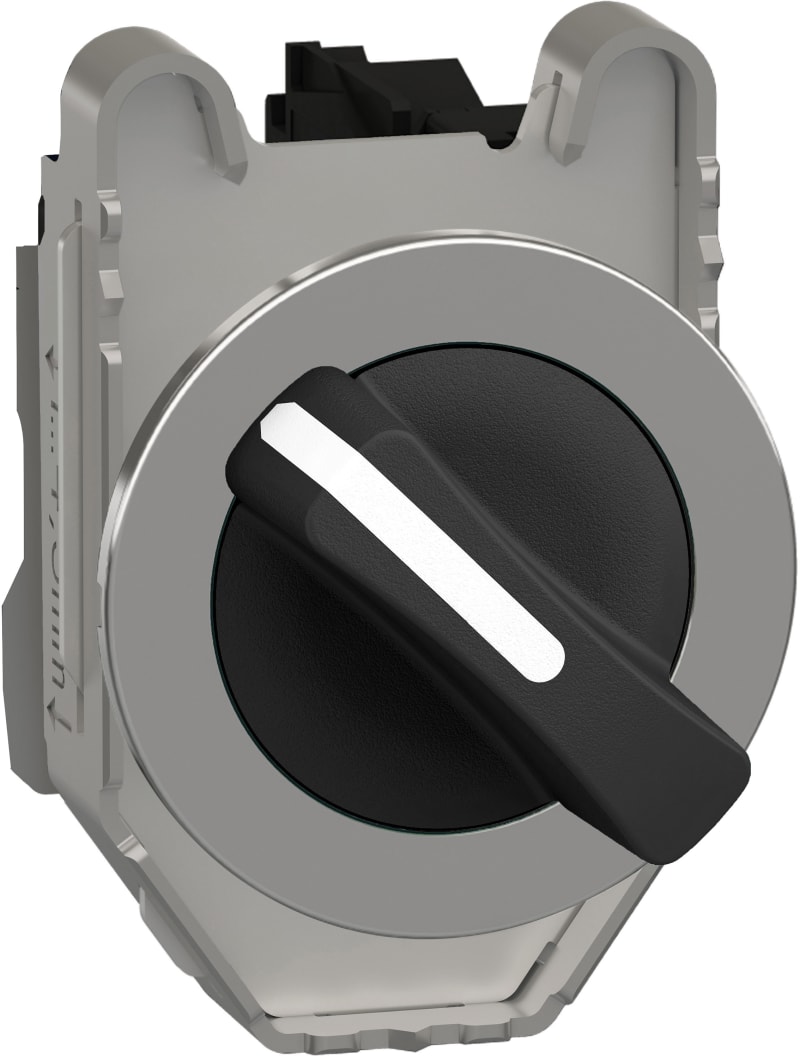 Schneider Electric Selector switch flush mounted, Harmony XB4, metal, black, 30mm, 2 positions, stay put, 1NO XB4FD21
