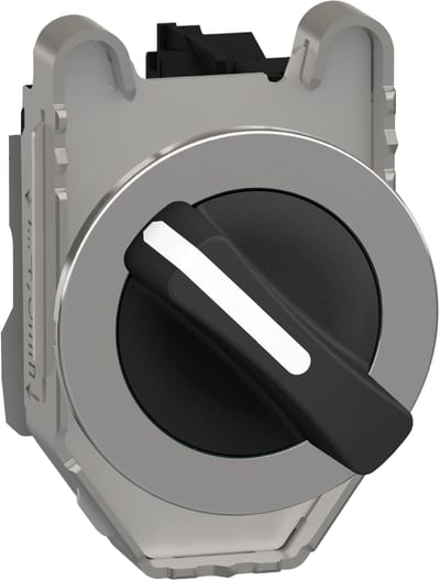 Schneider Electric Selector switch flush mounted, Harmony XB4, metal, black, 30mm, 2 positions, stay put, 1NO XB4FD21