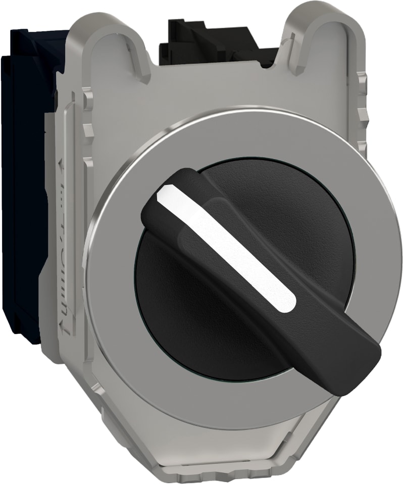Schneider Electric Selector switch flush mounted, Harmony XB4, metal, black, 30mm, 2 positions, stay put, 1NO+1NC XB4FD25