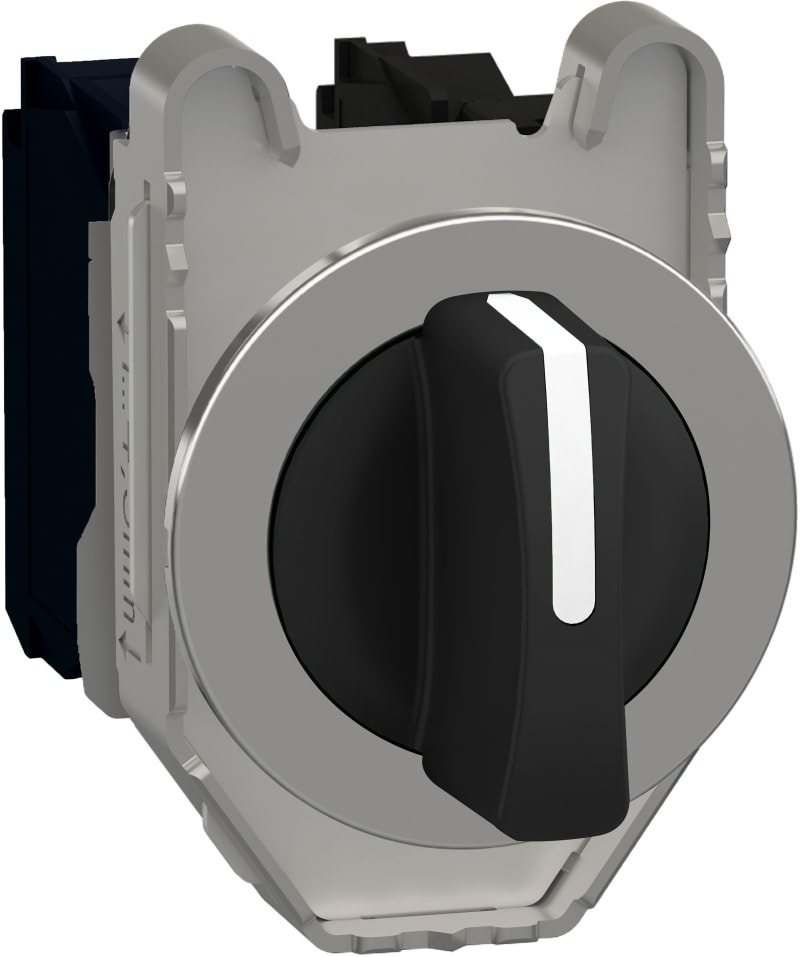 Schneider Electric Selector switch flush mounted, Harmony XB4, metal, black, 30mm, 3 positions, stay put, 2NO XB4FD33