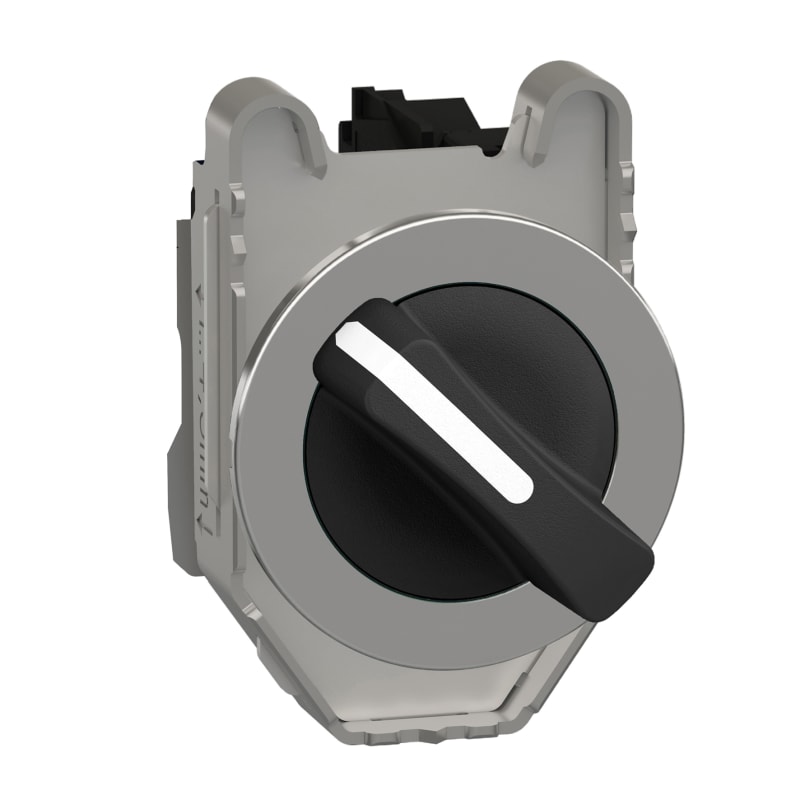 Schneider Electric Selector switch flush mounted, Harmony XB4, metal, black, 30mm, 2 positions, spring return right to left, 1NO XB4FD41