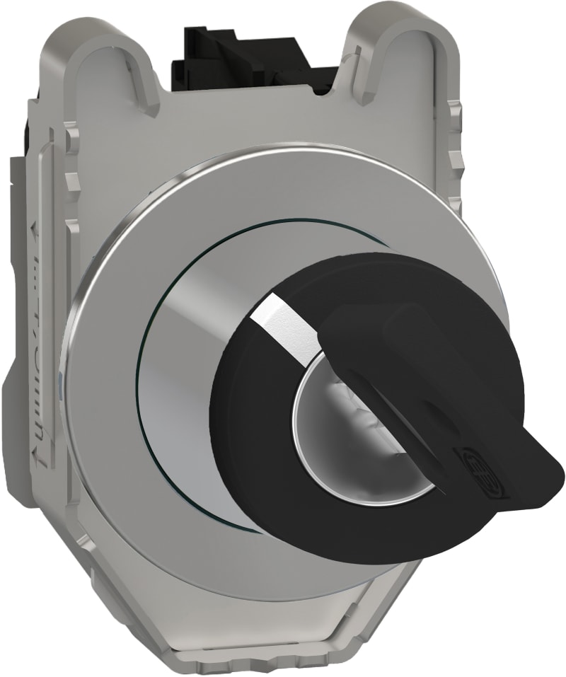 Schneider Electric Key switch selector flush mounted, Harmony XB4, metal, black, 30mm, key 455, 2 positions, stay put, 1NO XB4FG21