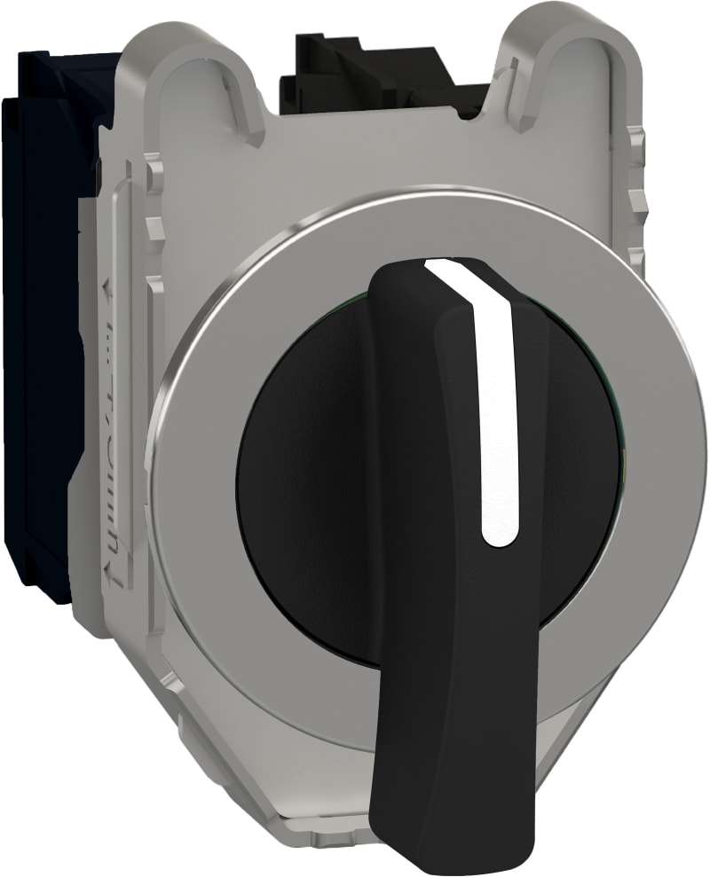 Schneider Electric Selector switch flush mounted, Harmony XB4, metal, black, 30mm, long handle, 3 positions, stay put, 2NO XB4FJ33