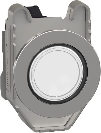 Schneider Electric Pilot light, Harmony XB4,metal, white flush mounted, 30mm, universal LED, plain lens, 24V AC DC XB4FVB1
