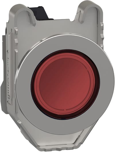 Schneider Electric Pilot light, Harmony XB4,metal, red flush mounted, 30mm, universal LED, plain lens, 24V AC DC XB4FVB4