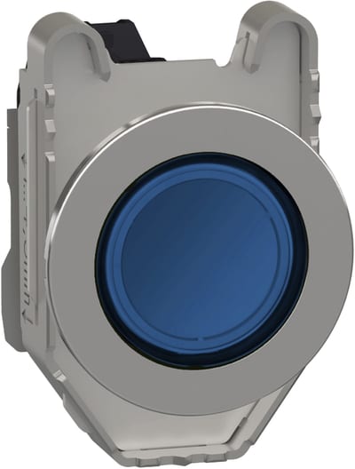 Schneider Electric Pilot light, Harmony XB4,metal, blue flush mounted, 30mm, universal LED, plain lens, 24V AC DC XB4FVB6