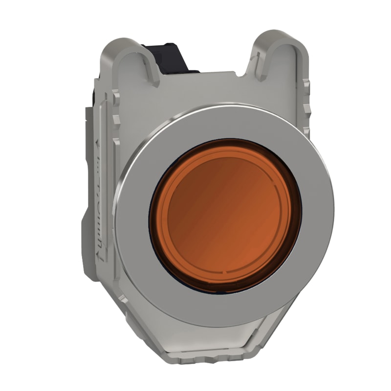 Schneider Electric Pilot light, Harmony XB4,metal, orange flush mounted, 30mm, universal LED, plain lens, 110...120V AC XB4FVG5