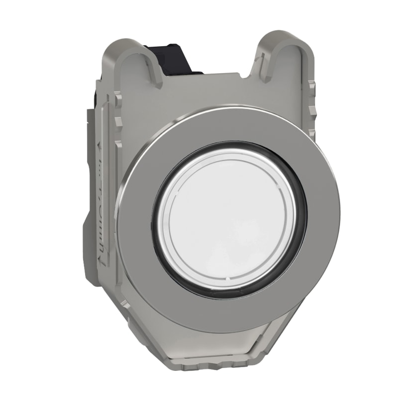 Schneider Electric Pilot light, Harmony XB4,metal, white flush mounted, 30mm, universal LED, plain lens, 230...240V AC XB4FVM1
