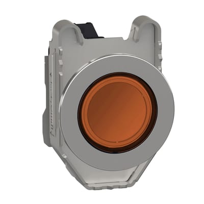 Schneider Electric Pilot light, Harmony XB4,metal, orange flush mounted, 30mm, universal LED, plain lens, 230...240V AC XB4FVM5