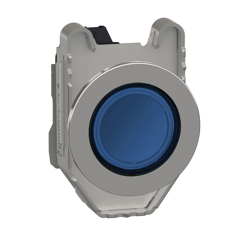 Schneider Electric Pilot light, Harmony XB4,metal, blue flush mounted, 30mm, universal LED, plain lens, 230...240V AC XB4FVM6