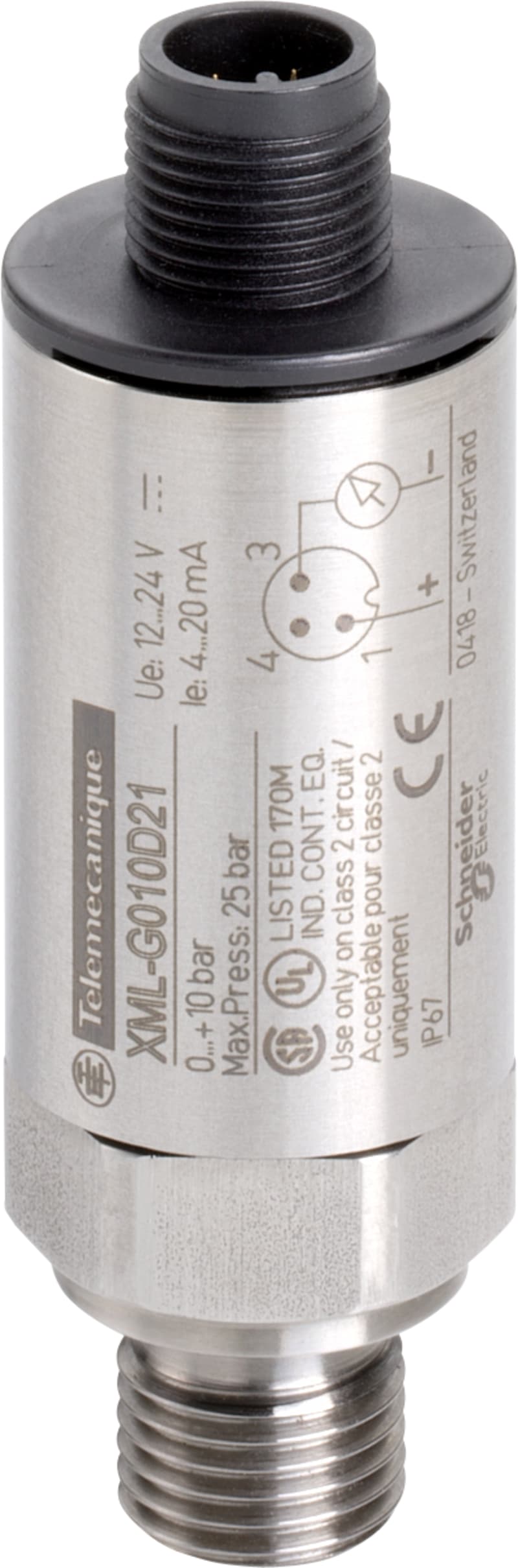 Telemecanique XMLG010D21 Pressure Transmitter, 0–10 bar, 4–20 mA
