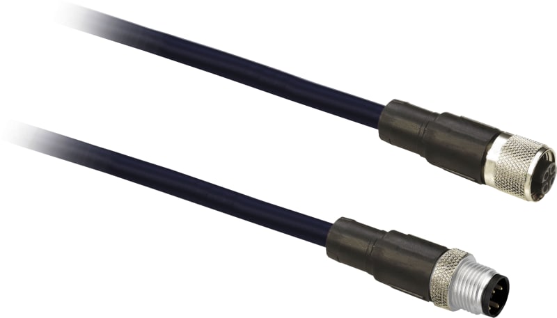 Telemecanique XZCRB151141C2 Jumper Cable, M12 Male to M12 Female, Shielded, 4-pin, PUR