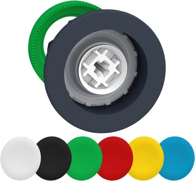 Schneider Electric flush mounted pushbutton head with set of 6 colored standard cap ZB5FA9