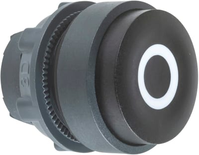 Push Button, Raised, Black, Marked 0