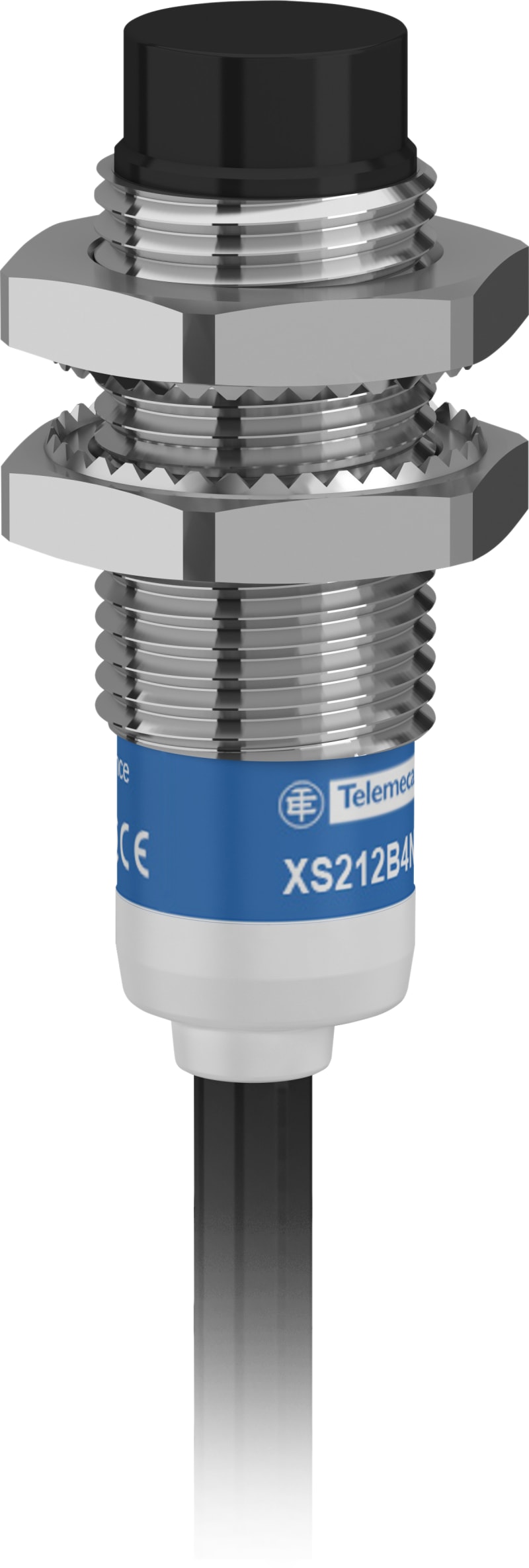 Telemecanique OsiSense XS212B4NAL2 Inductive Proximity Sensor — Ø2 mm barrel, Sn 8 mm, NPN, NO, pre-wired cable (2 m)