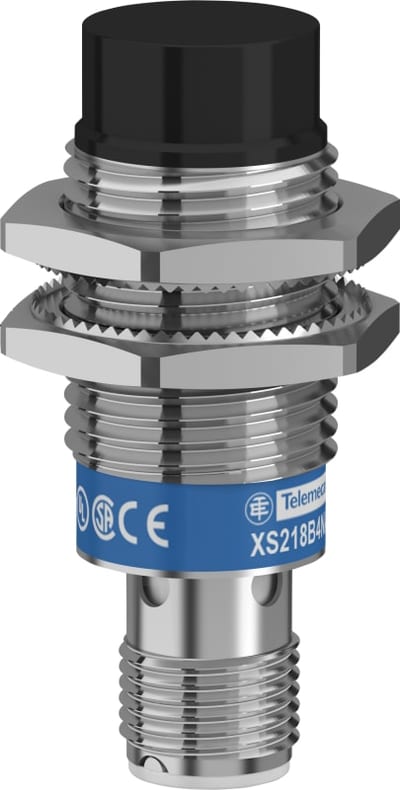 Telemecanique OsiSense XS218B4PAM12 Inductive Proximity Sensor — M18 barrel, Sn 16 mm, PNP, NO, M12 connector (4-Pin)