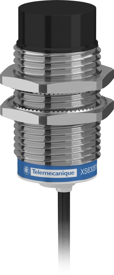 Telemecanique OsiSense XS630B5NAL2 Inductive Proximity Sensor — Ø2 mm barrel, Sn 30 mm, NPN, NO, pre-wired cable (2 m)