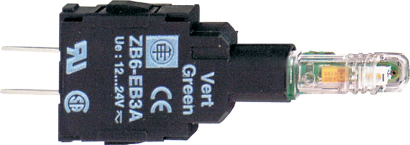 Schneider Electric green light block with body/fixing collar with integral LED 12...24V ZB6EB3A