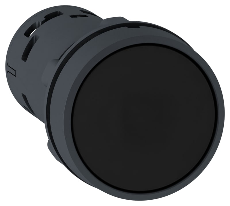 Schneider Electric Monolithic push button, Harmony XB7, plastic, black, 22mm, spring return, unmarked, 1NO+1NC XB7NA25