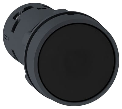 Schneider Electric Push button, Harmony XB7, round black flush, 22mm, push to release, 1NO, unmarked XB7NH21