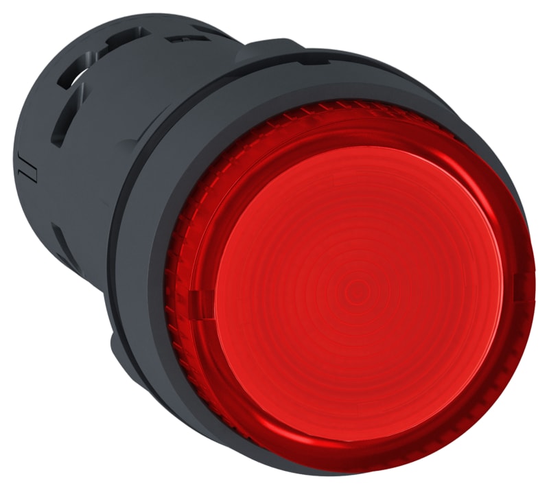 Schneider Electric Monolithic illuminated push button, Harmony XB7, plastic, red, 22mm, integral LED, spring return, 230V AC, 1NC XB7NW34M2
